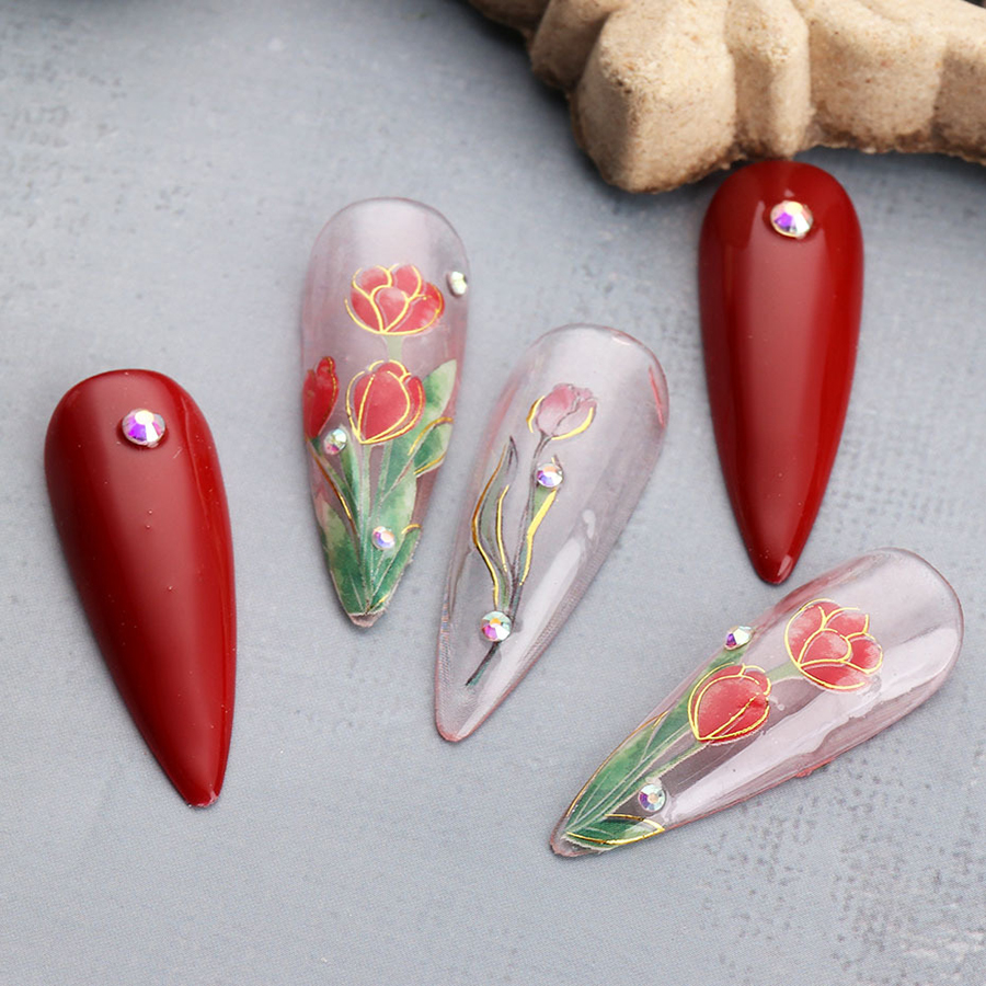 sw-f07-12 spring tulip nail stickers