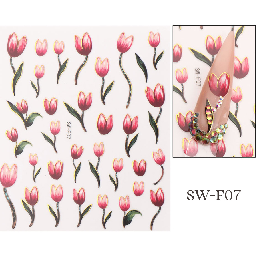 sw-f07-12 spring tulip nail stickers