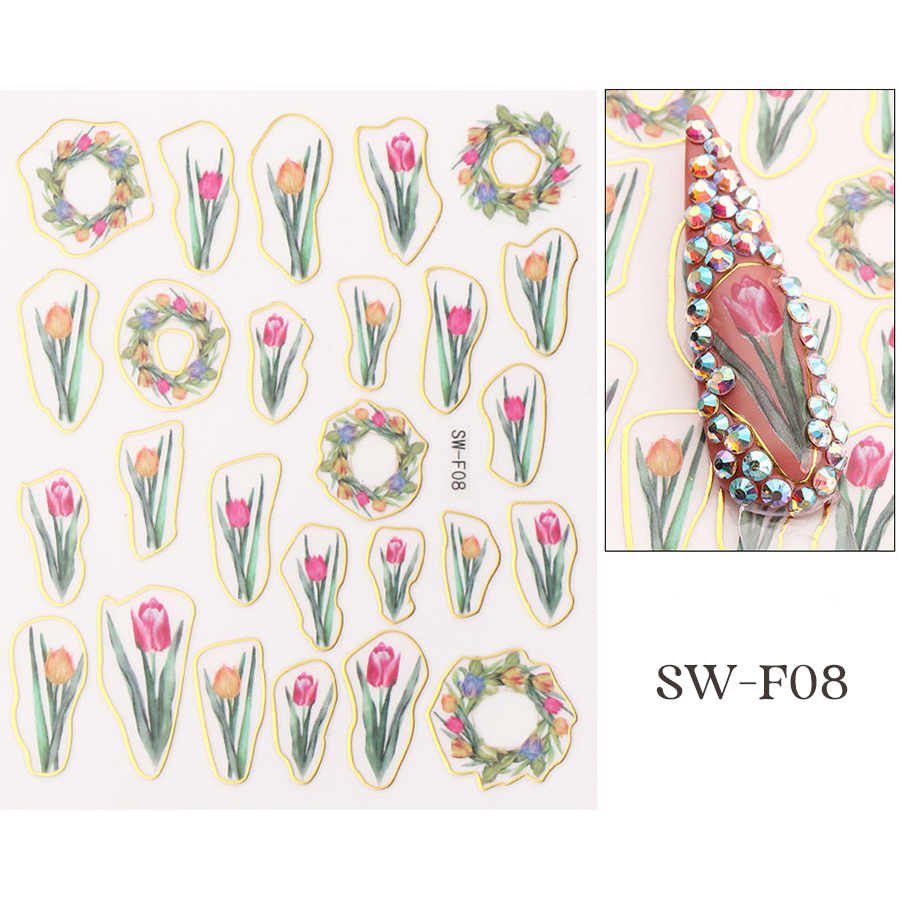 sw-f07-12 spring tulip nail stickers