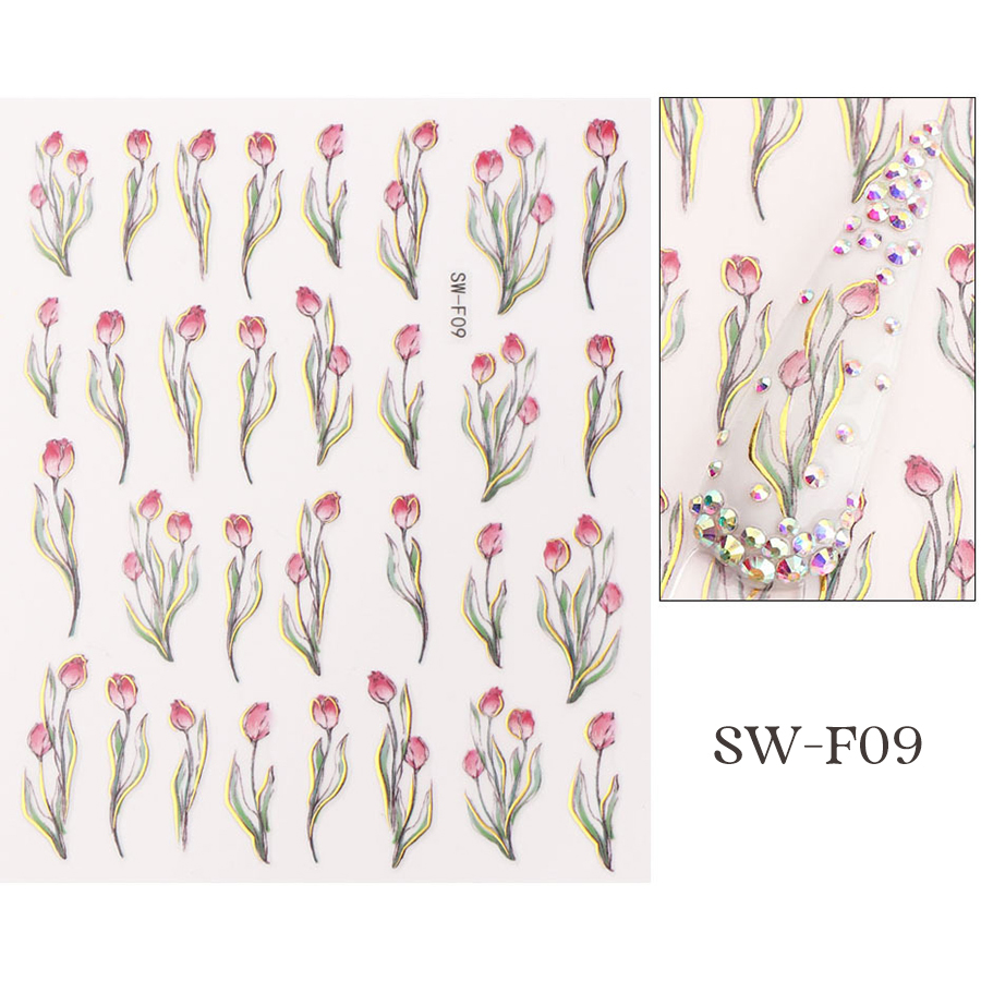 sw-f07-12 spring tulip nail stickers