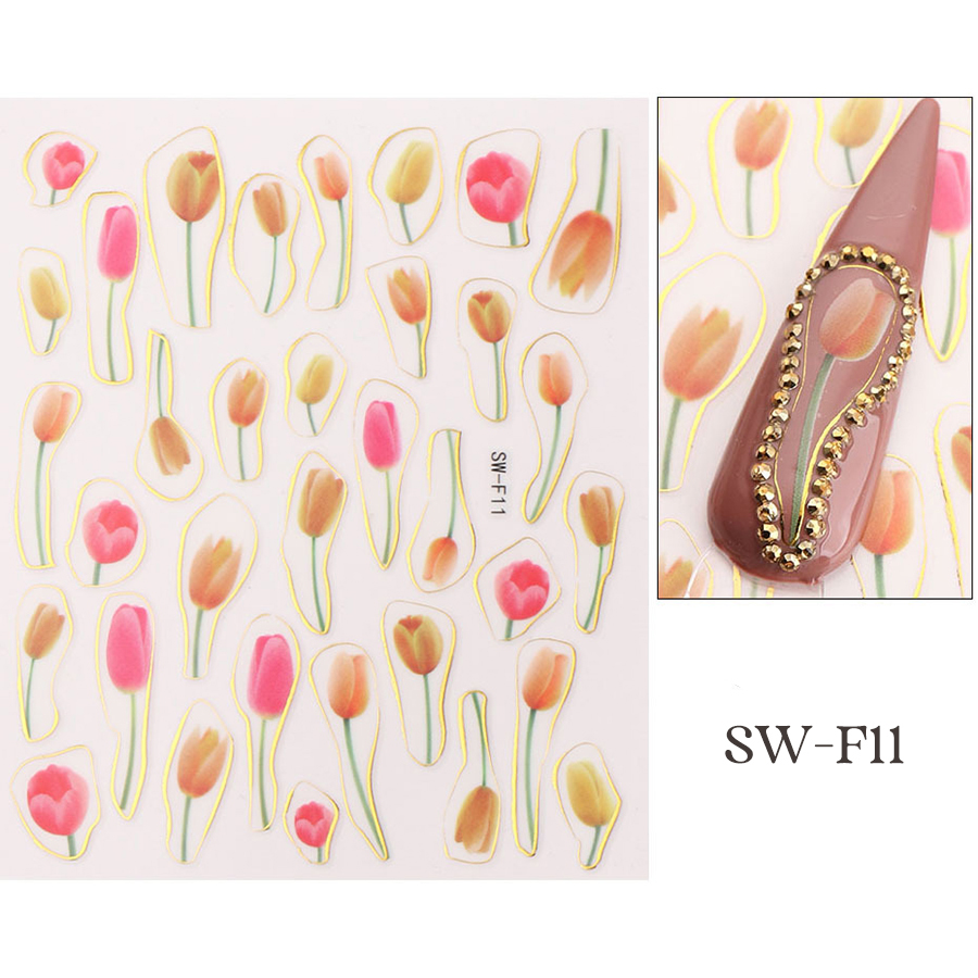 sw-f07-12 spring tulip nail stickers