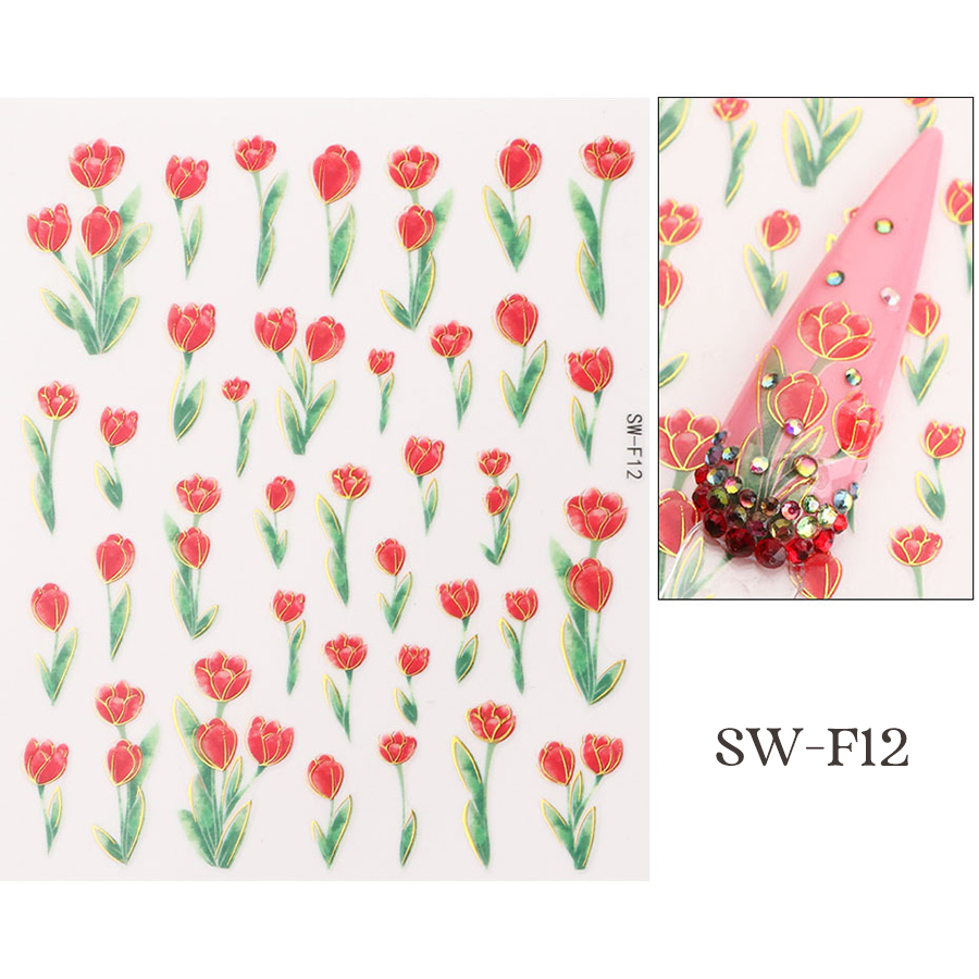 sw-f07-12 spring tulip nail stickers