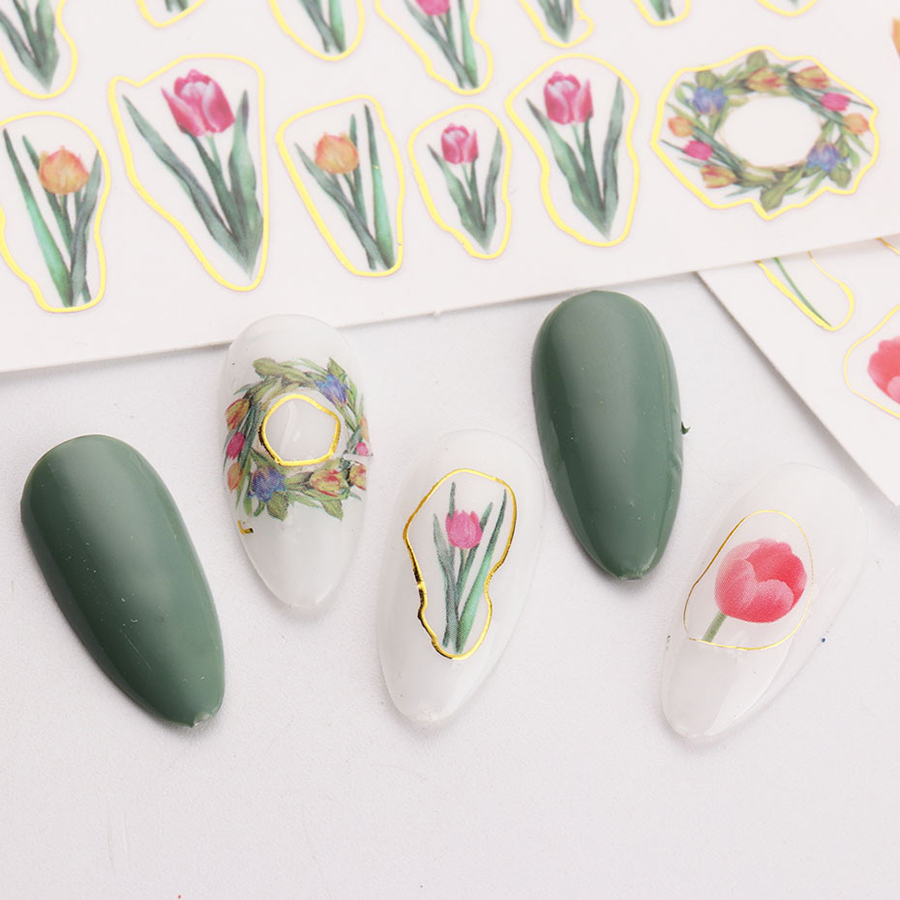 sw-f07-12 spring tulip nail stickers