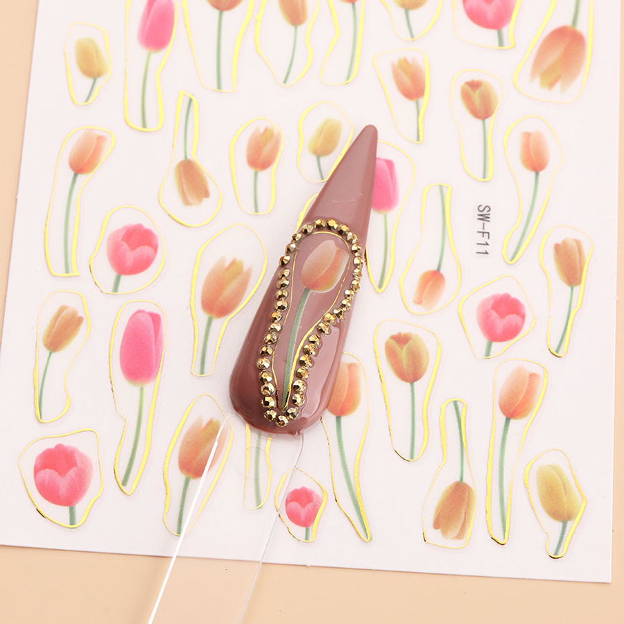 sw-f07-12 spring tulip nail stickers