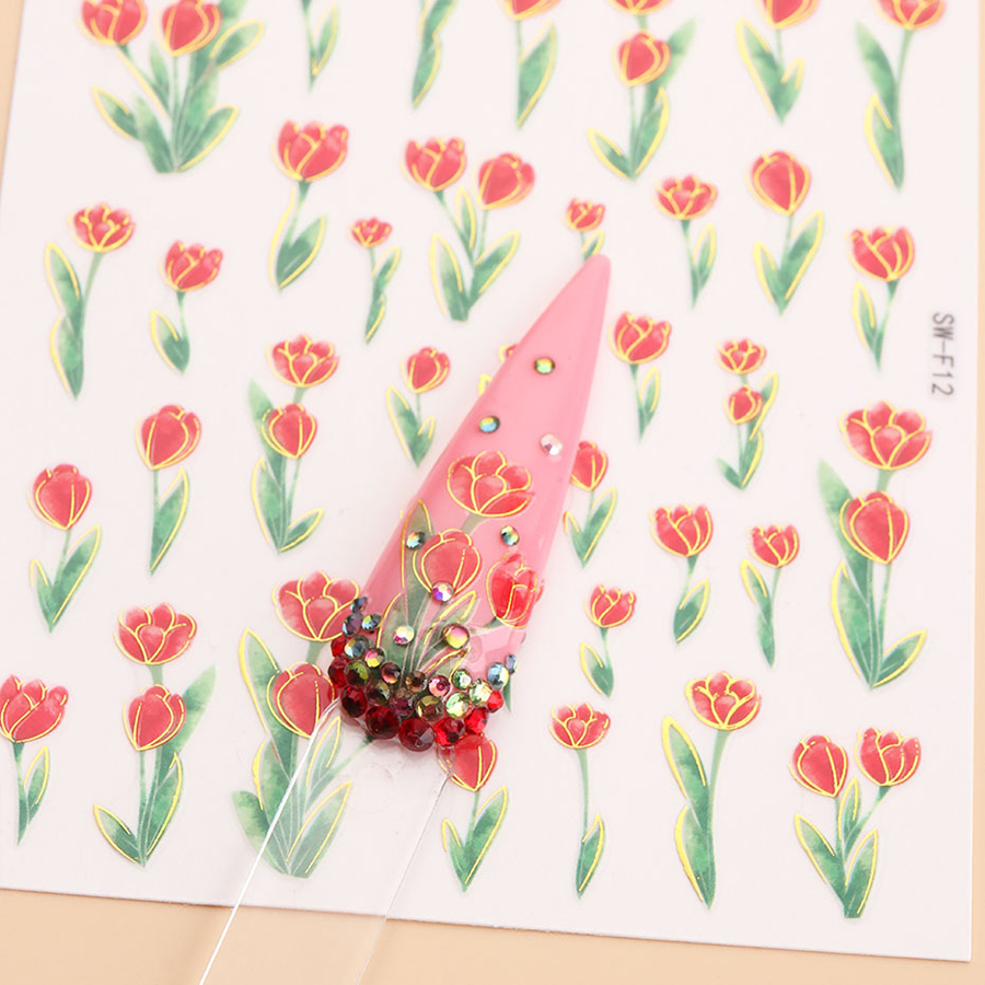 sw-f07-12 spring tulip nail stickers