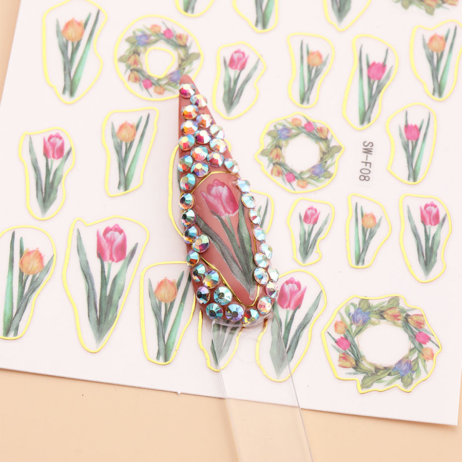 sw-f07-12 spring tulip nail stickers