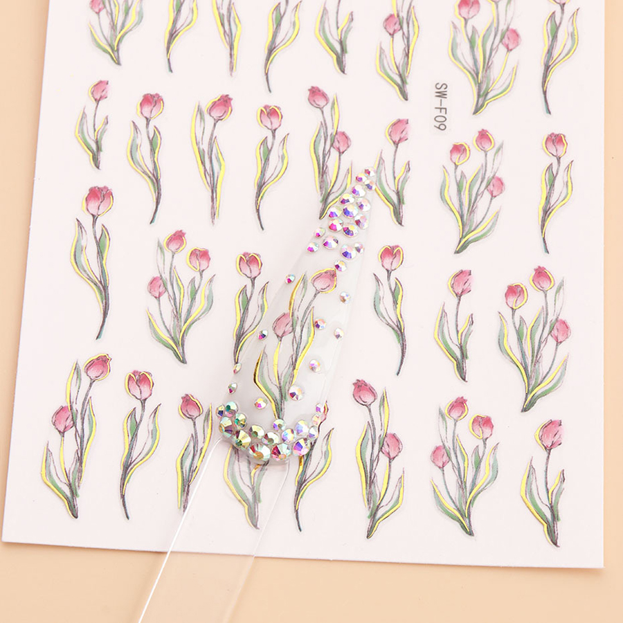 sw-f07-12 spring tulip nail stickers