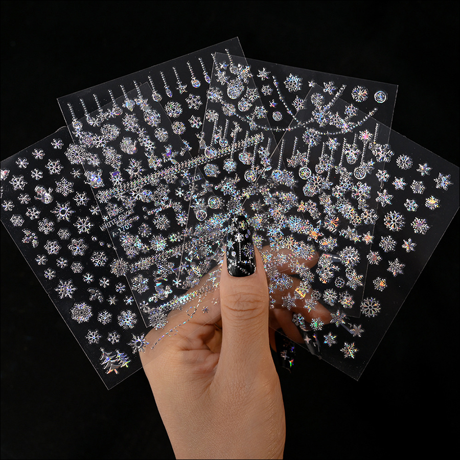 a-1701-1712 christmas snowflake laser nail stickers