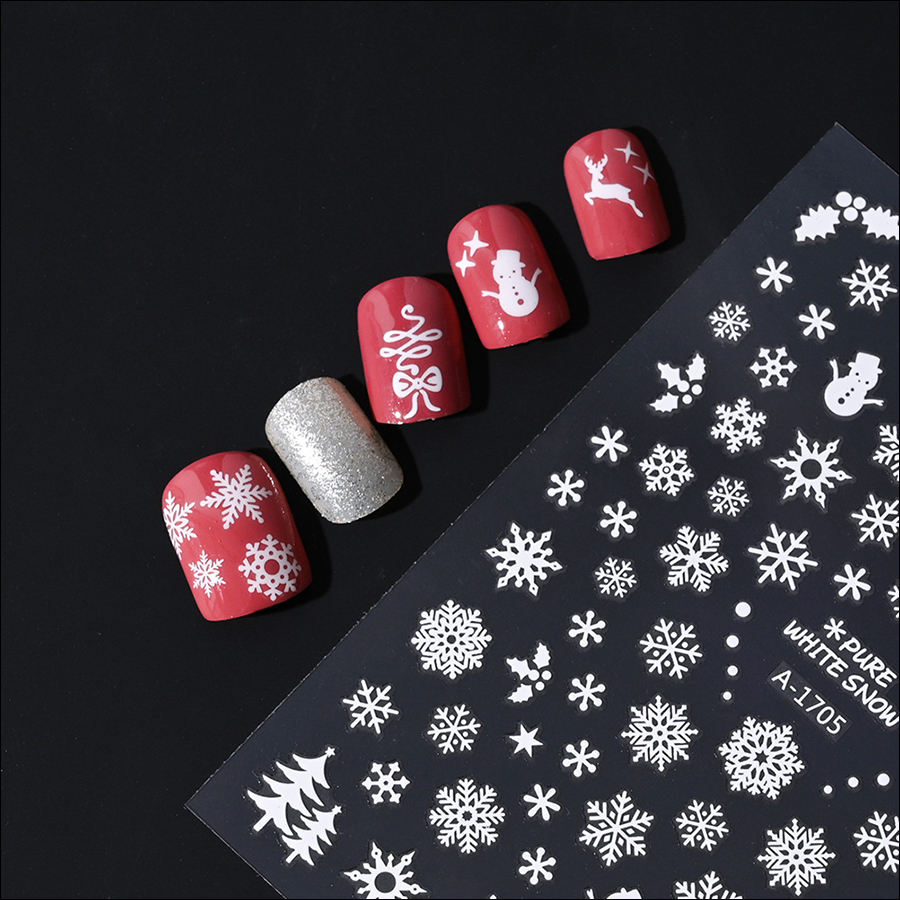 a-1701-1712 christmas snowflake laser nail stickers