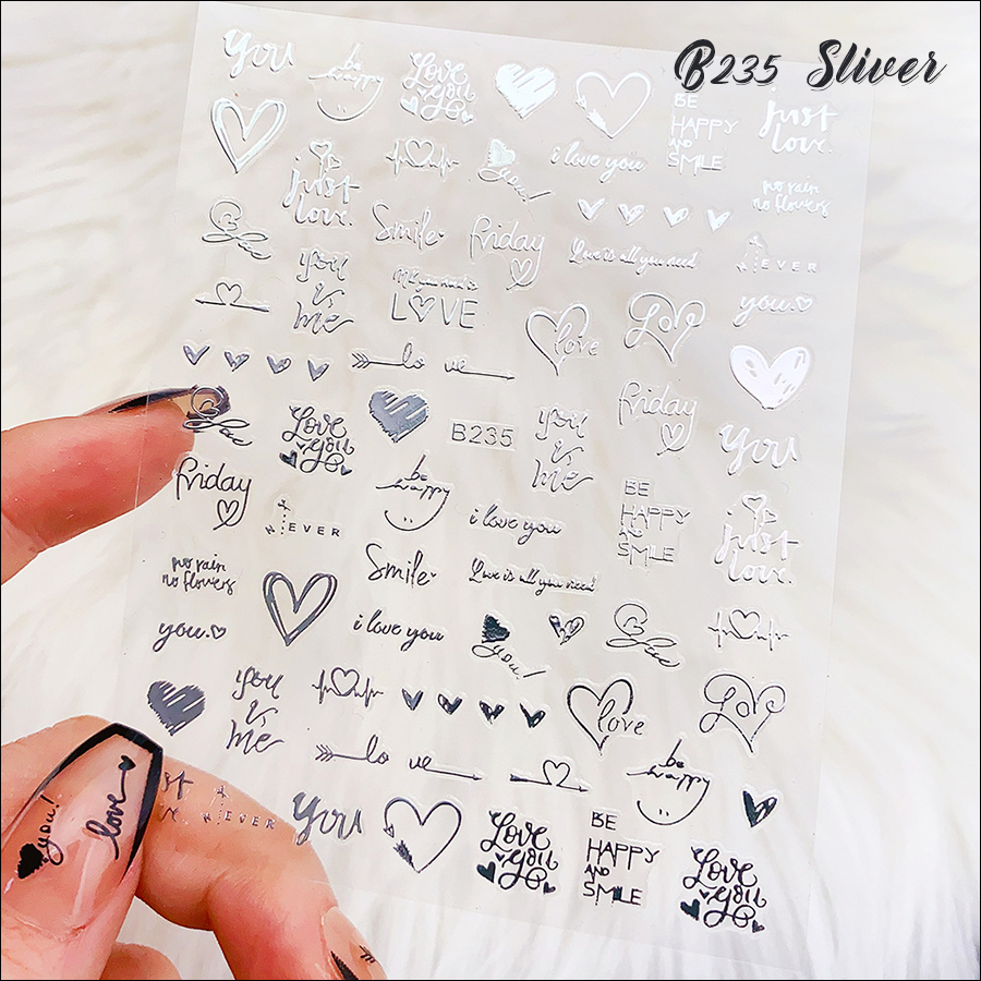 b235-236 stamping gold heart&love letter nail sticker