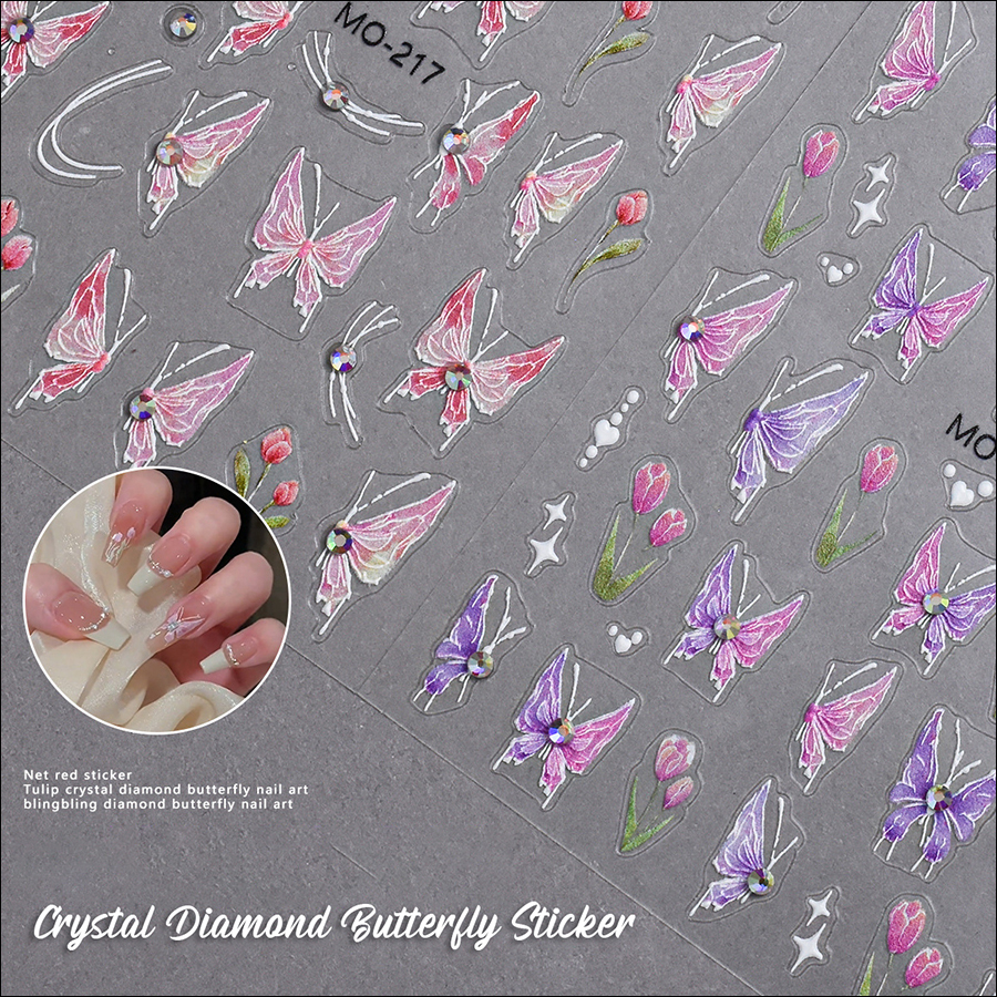 mo217-218 diamond butterfly nail sticker