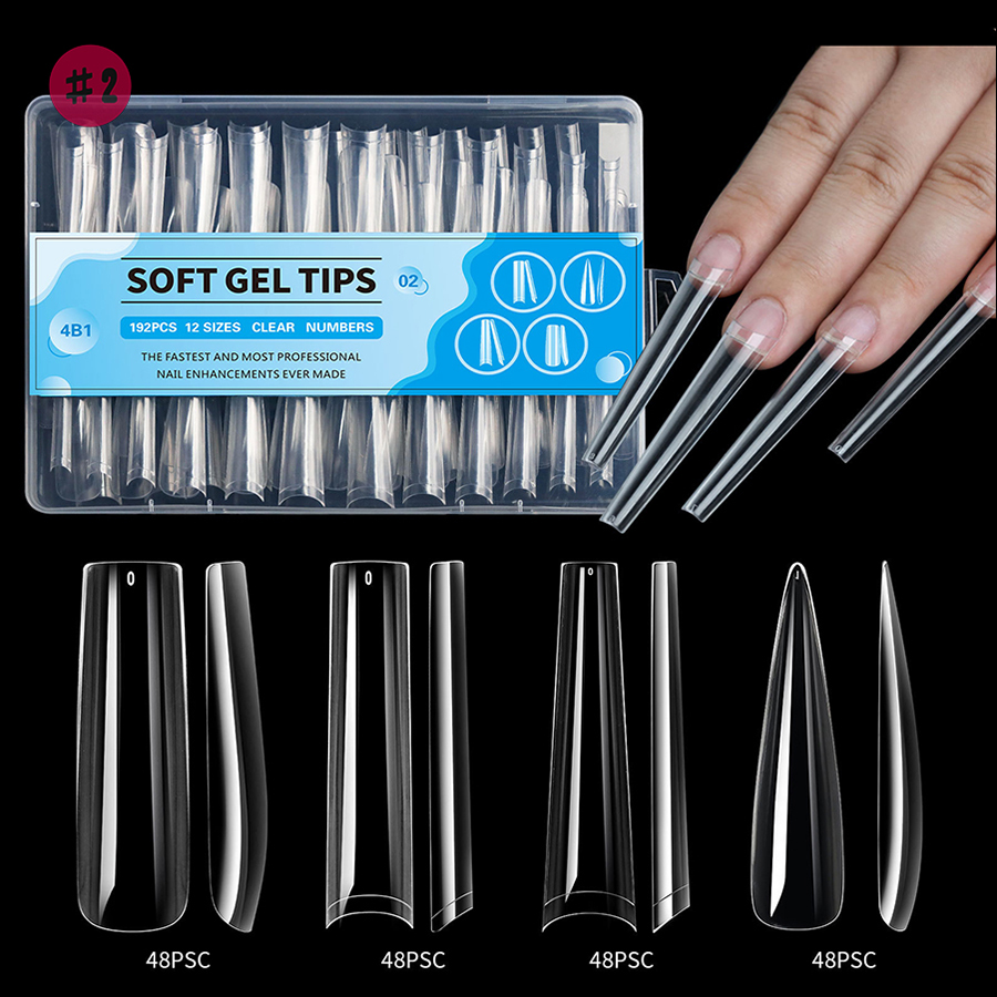 rntip-150 ultra long 4-in-1 box packing traceless nail tips(192 pack)