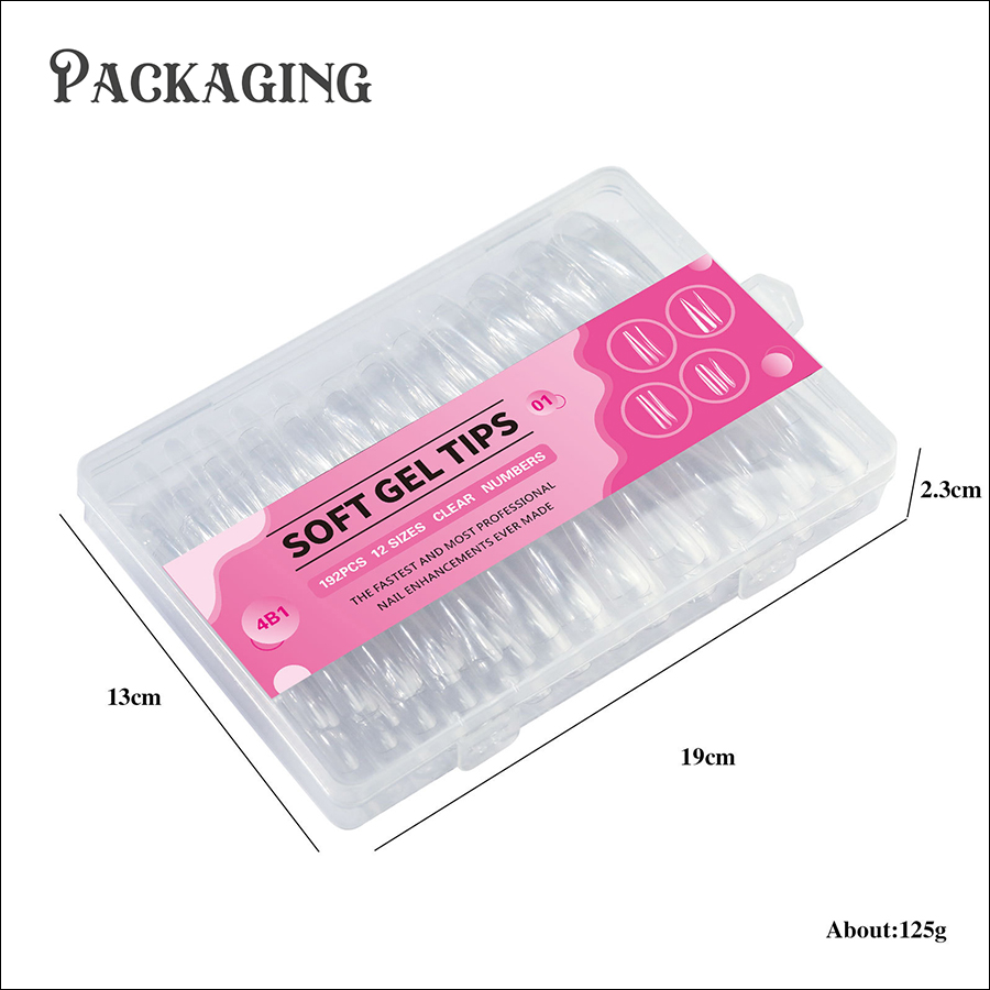 rntip-150 ultra long 4-in-1 box packing traceless nail tips(192 pack)