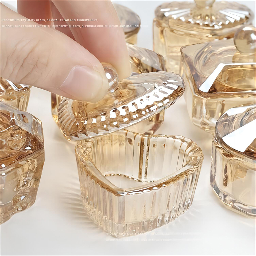 rnt-791 nail amber champagne glass crystal dish
