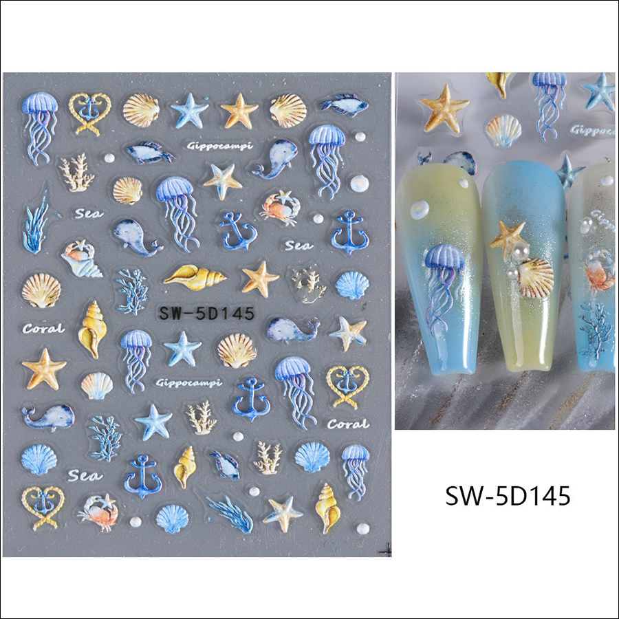 sw-5d137-154 summer ocean series 5d relief sticker
