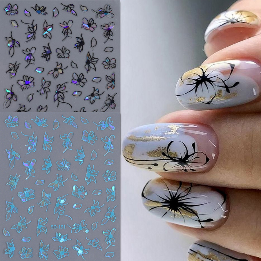 so-191 laser ice flower nail sticker