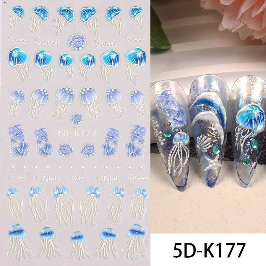 5d-k176/177 5d relief marine creature style nail sticker
