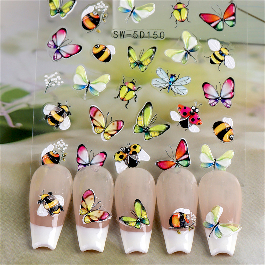 sw-5d150/151 5d relief butterfly nail sticker