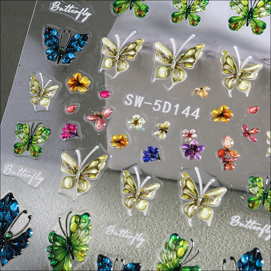 sw-5d123/144 5d relief butterfly nail sticker