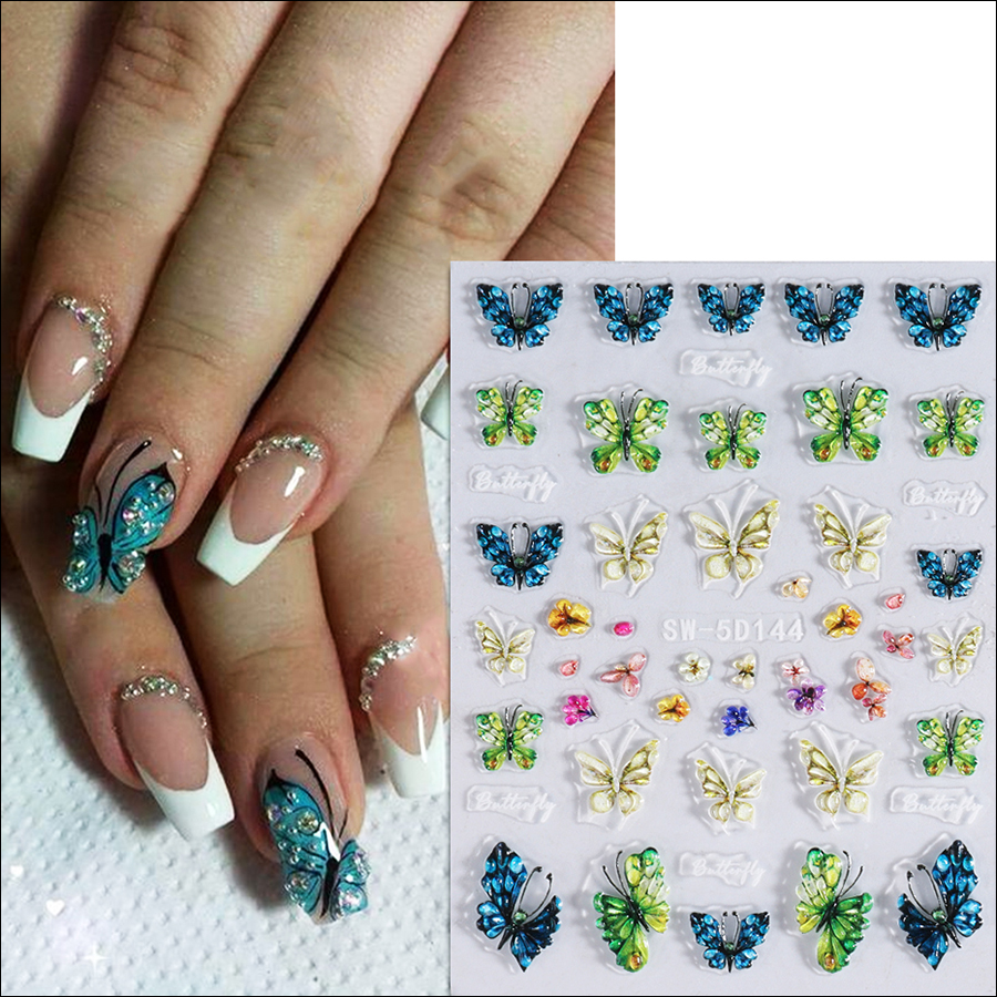 sw-5d123/144 5d relief butterfly nail sticker
