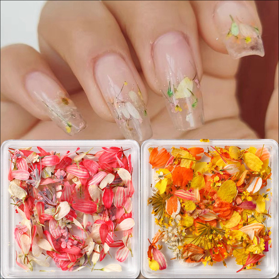 rndf-28 ins japanese monet garden oil painting color matching small petals mixed nail dried flower