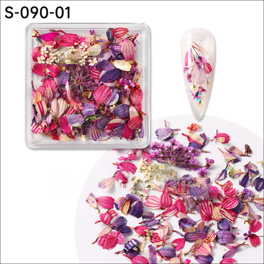 rndf-28 ins japanese monet garden oil painting color matching small petals mixed nail dried flower