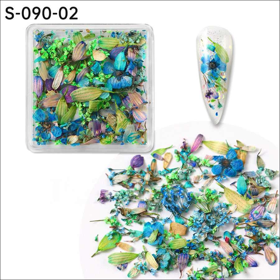 rndf-28 ins japanese monet garden oil painting color matching small petals mixed nail dried flower