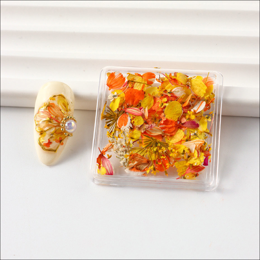 rndf-28 ins japanese monet garden oil painting color matching small petals mixed nail dried flower