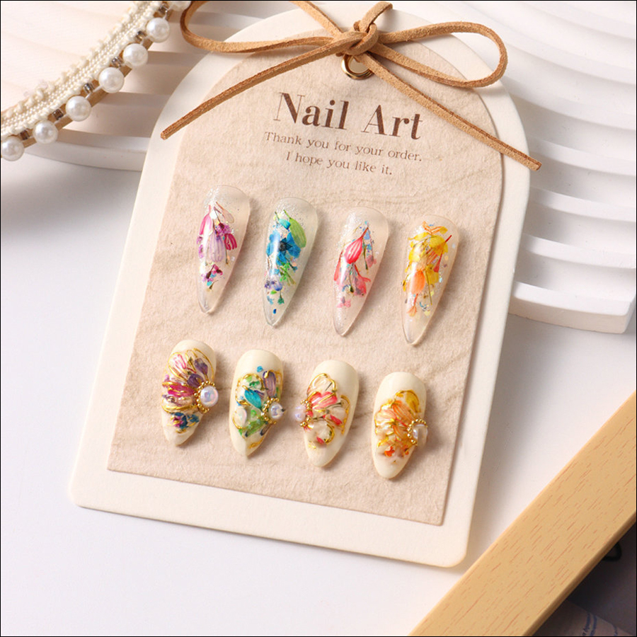 rndf-28 ins japanese monet garden oil painting color matching small petals mixed nail dried flower