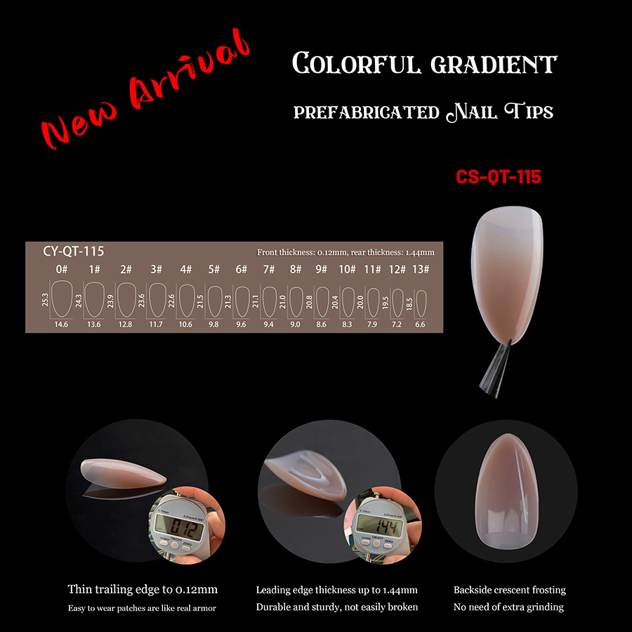 rntip-152 colored gradient prefabricated nail tips(same color 4 styles packing)