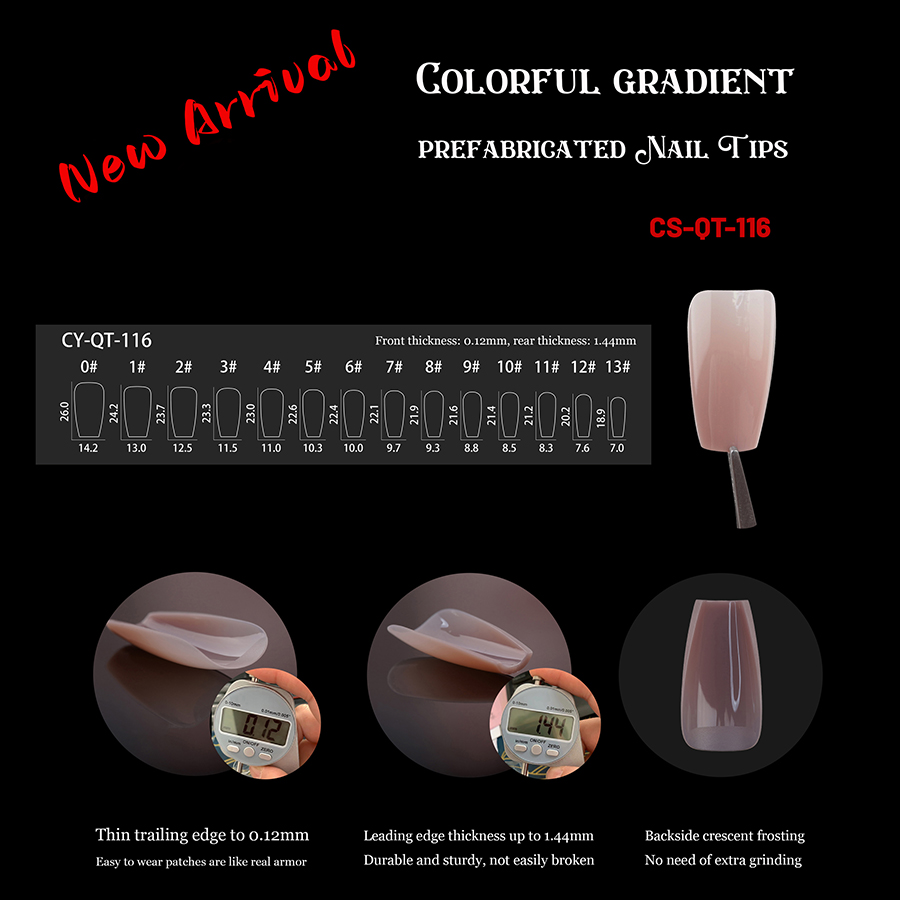 rntip-152 colored gradient prefabricated nail tips(same color 4 styles packing)