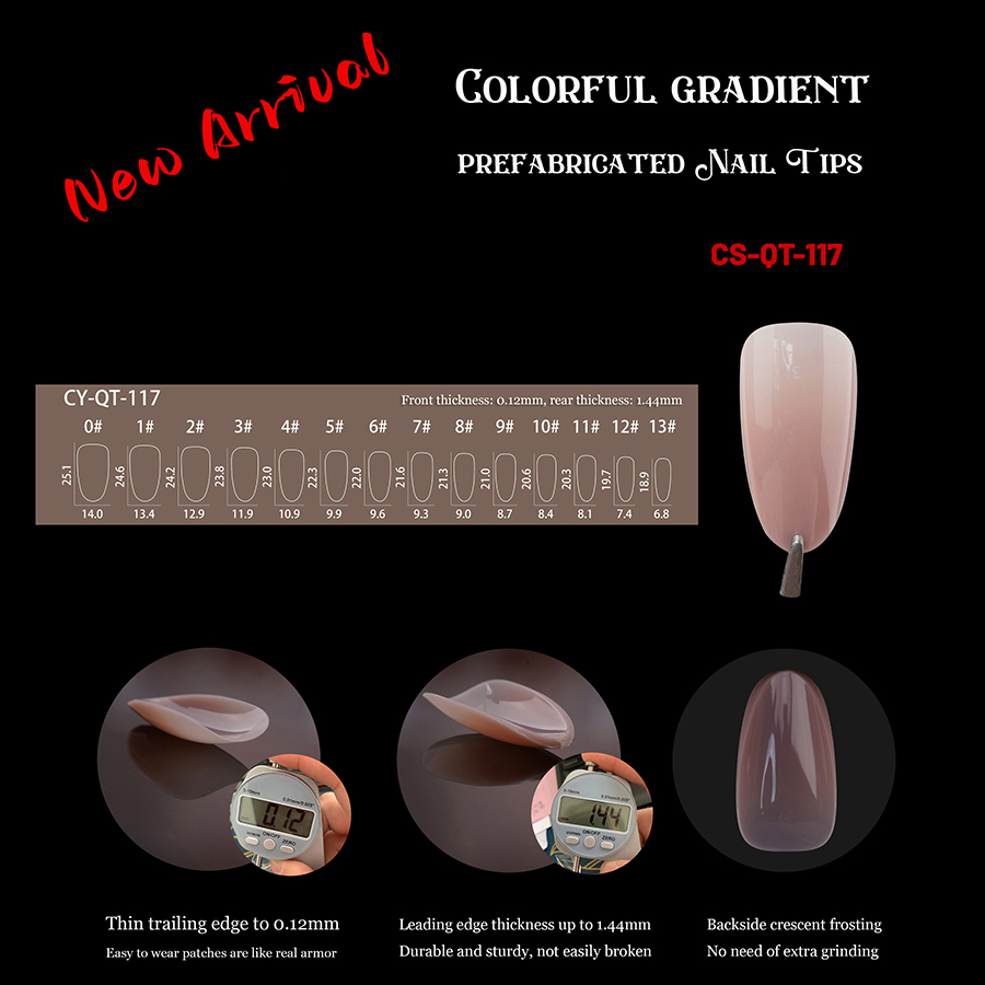 rntip-152 colored gradient prefabricated nail tips(same color 4 styles packing)