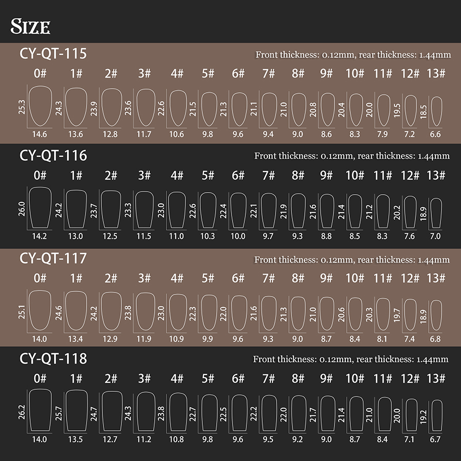 rntip-152 colored gradient prefabricated nail tips(same color 4 styles packing)