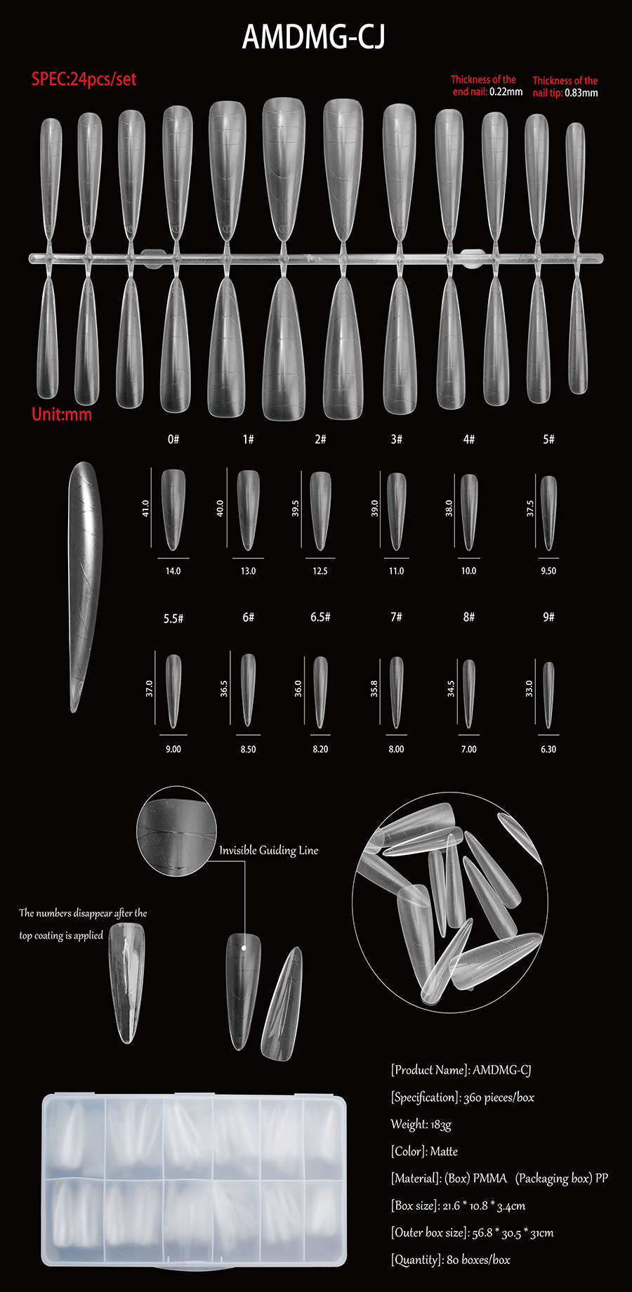 rntip-156 invisible number nail tips