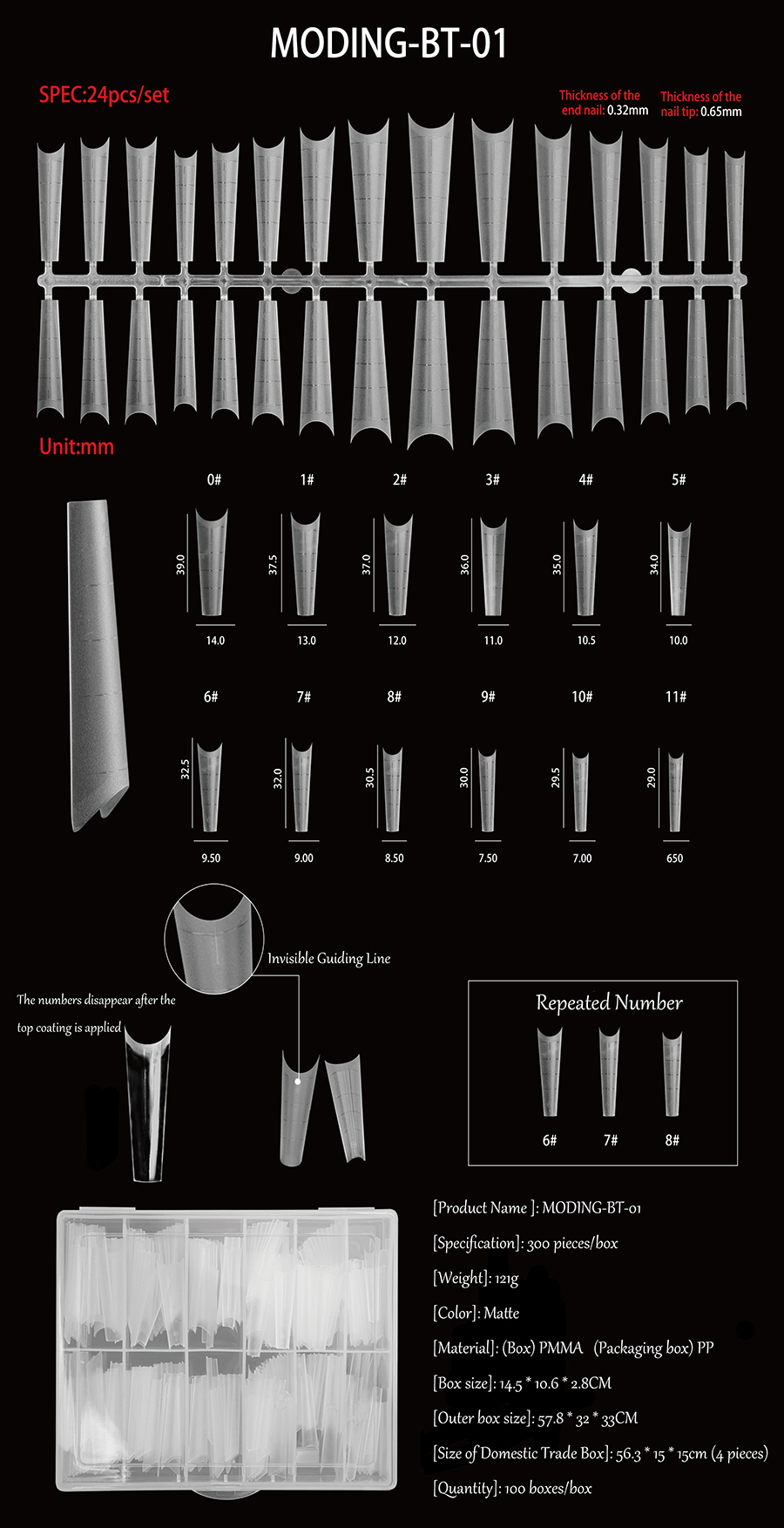 rntip-156 invisible number nail tips