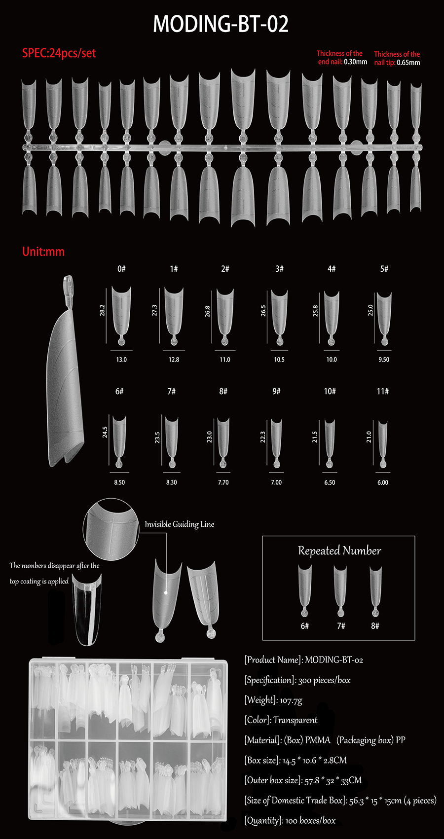 rntip-156 invisible number nail tips