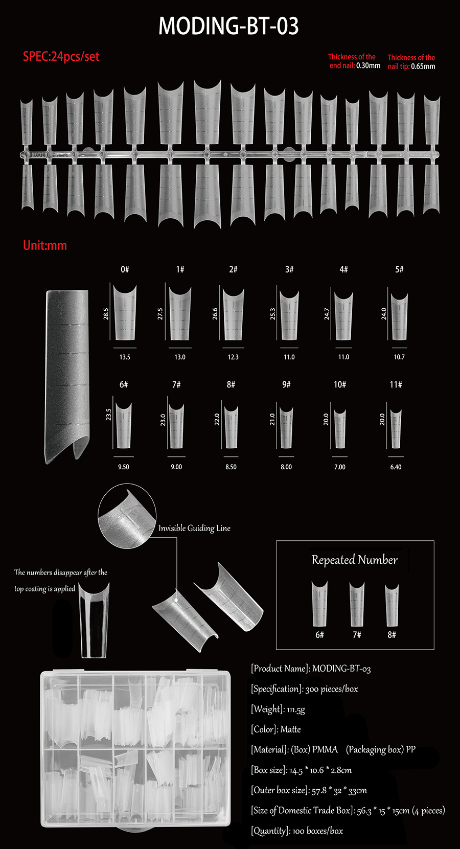 rntip-156 invisible number nail tips