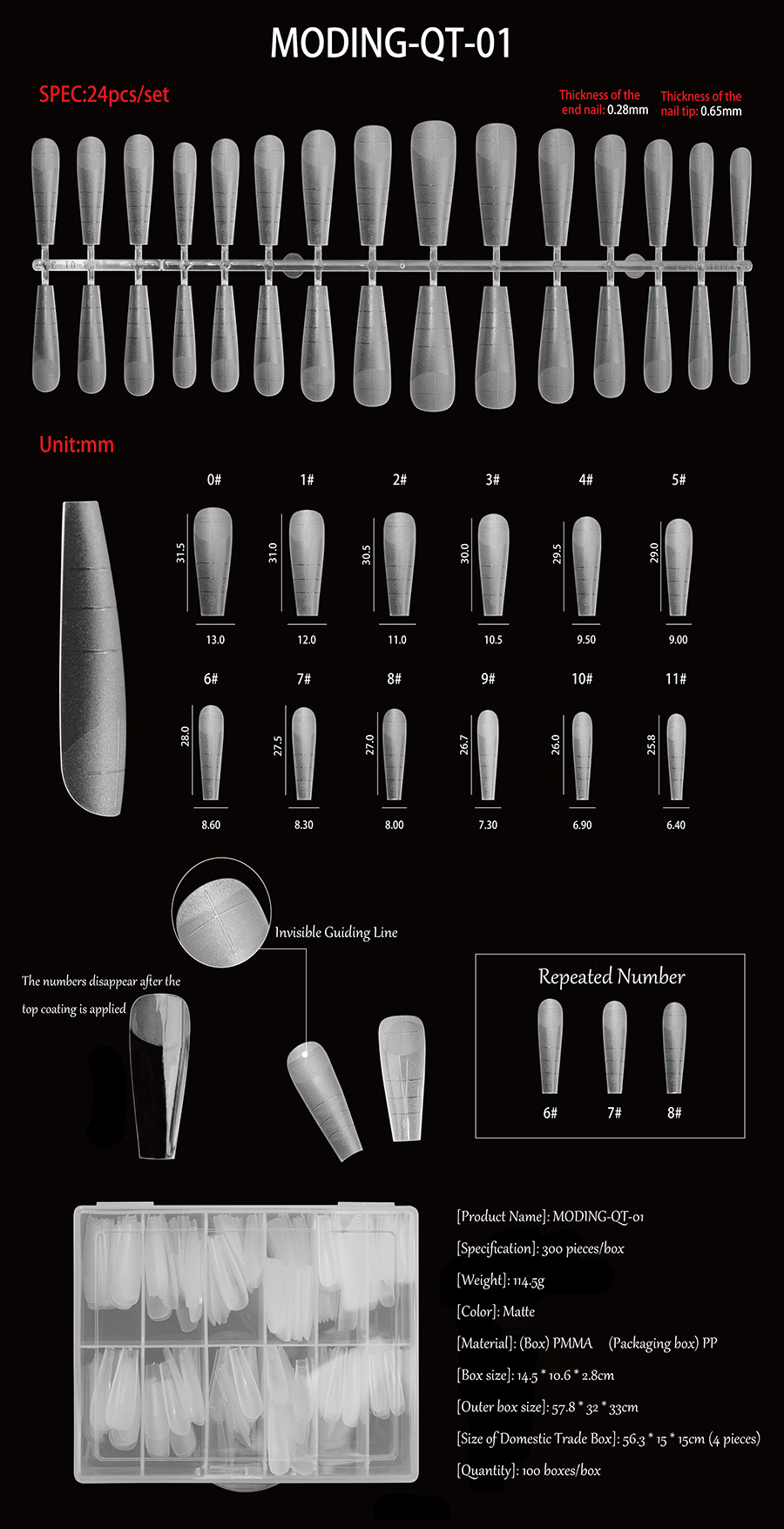 rntip-156 invisible number nail tips