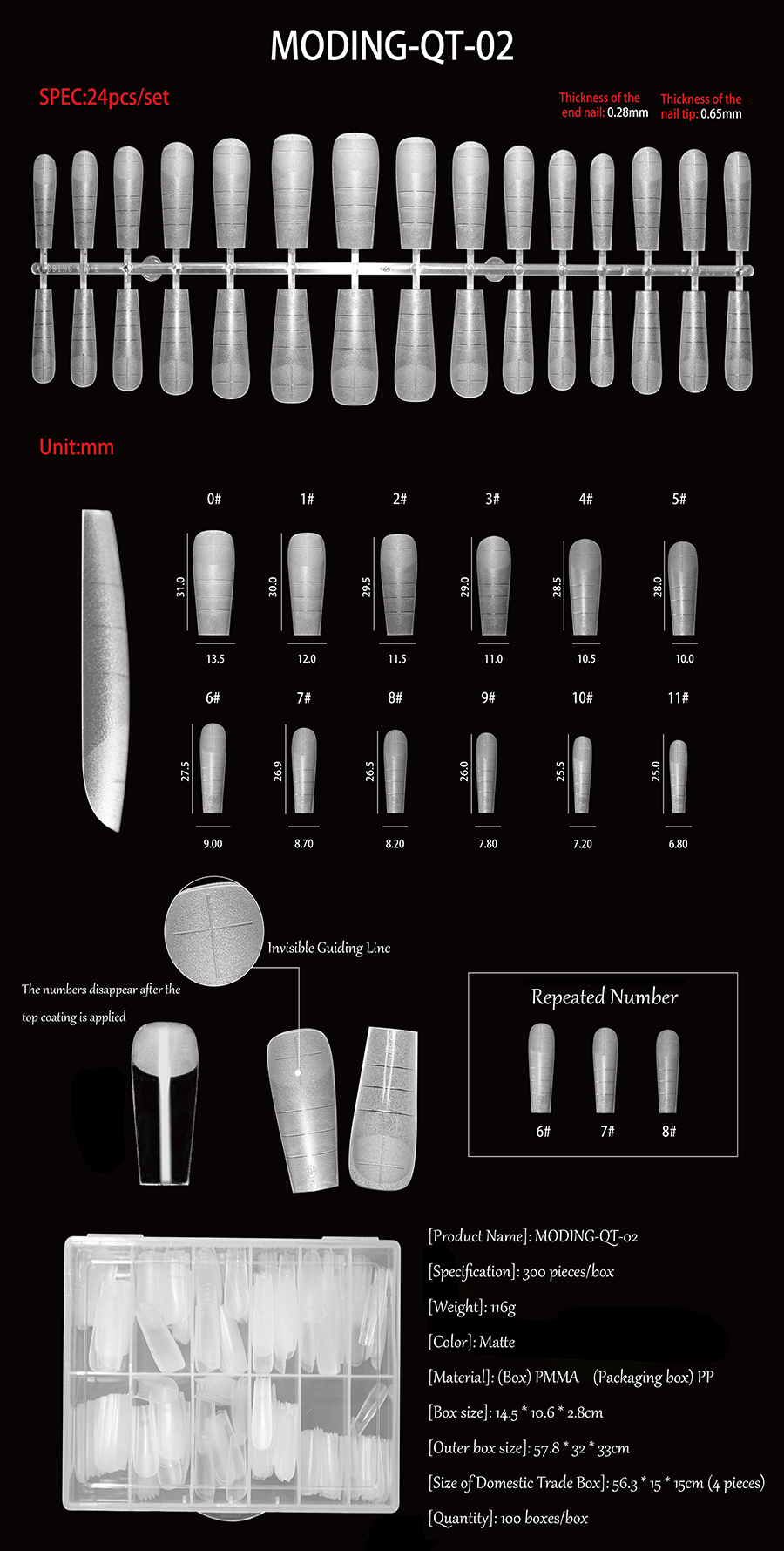 rntip-156 invisible number nail tips