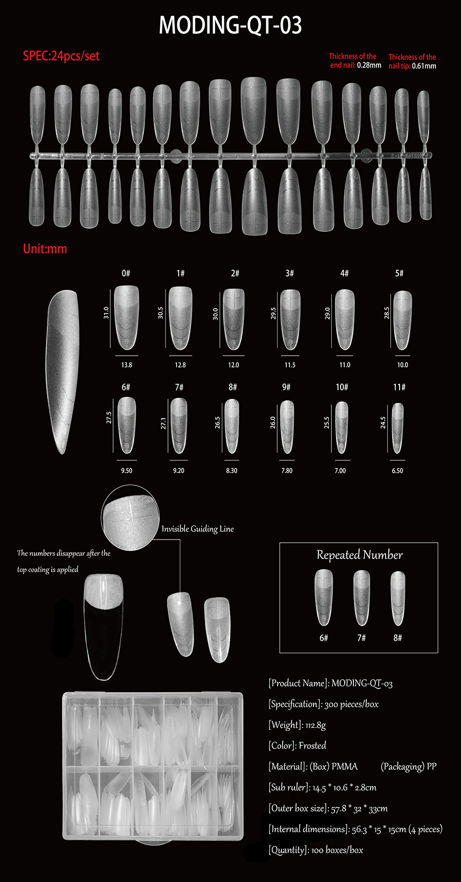 rntip-156 invisible number nail tips