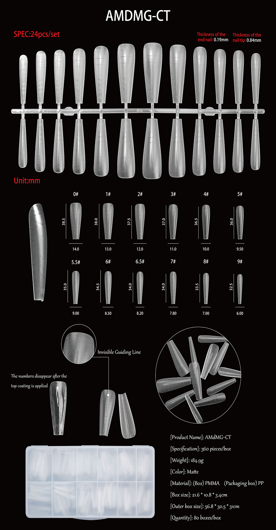 rntip-156 invisible number nail tips