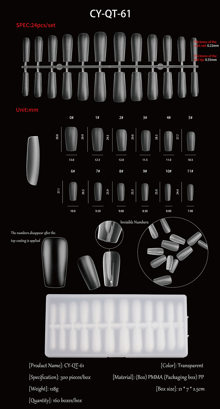 rntip-156 invisible number nail tips