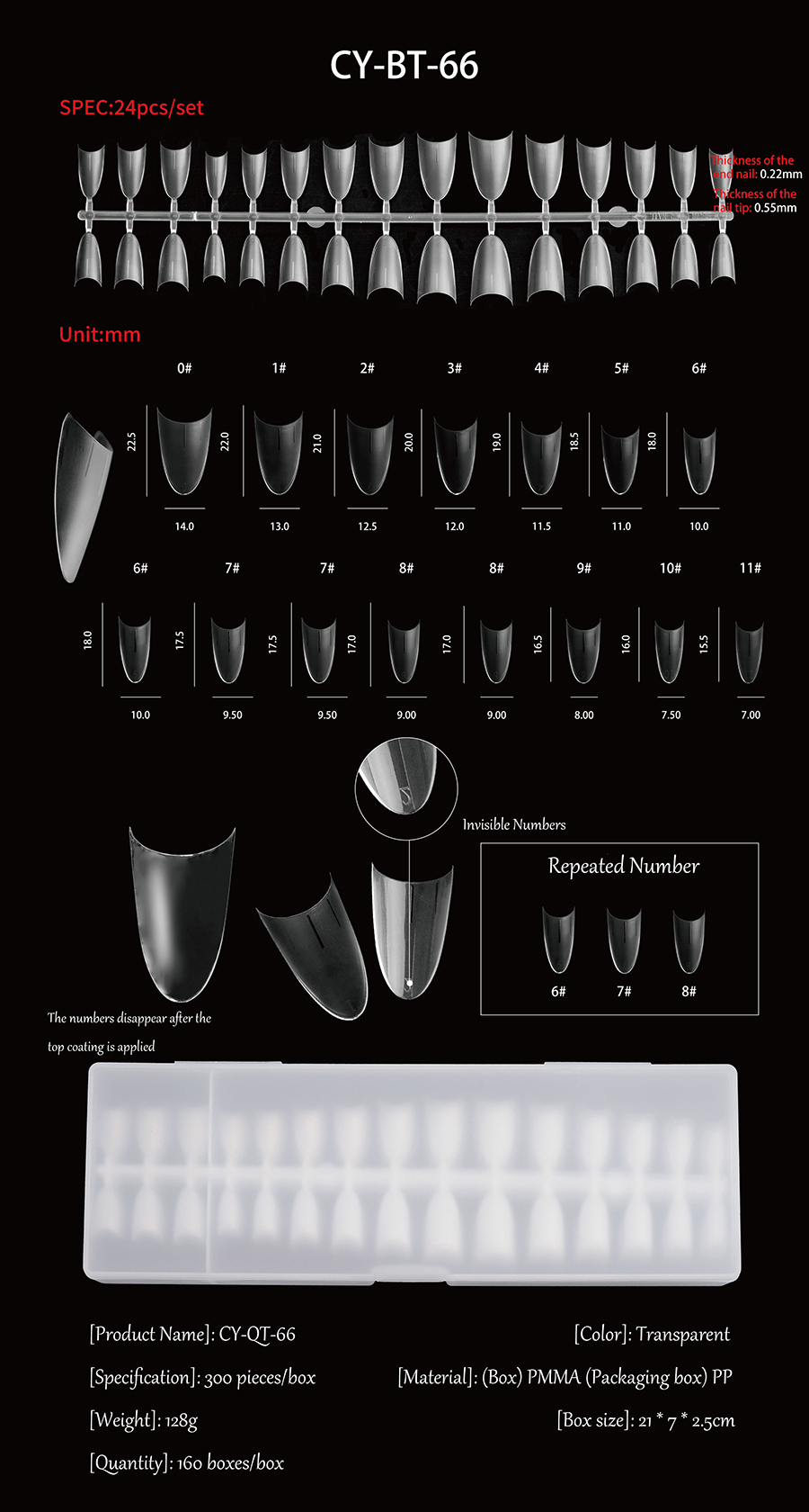 rntip-156 invisible number nail tips