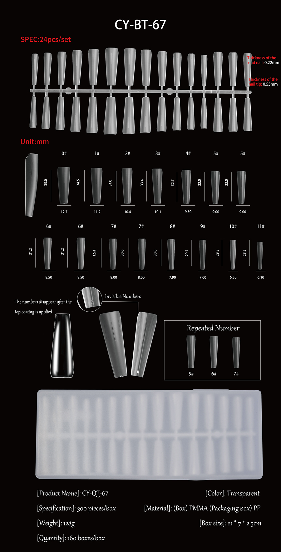 rntip-156 invisible number nail tips