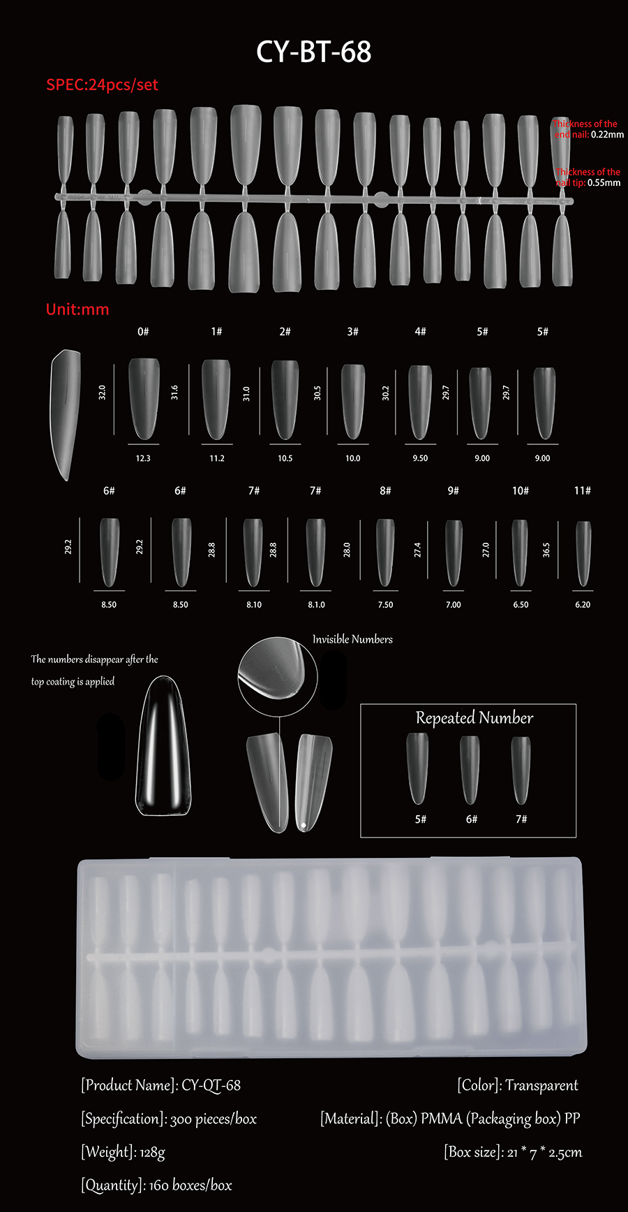 rntip-156 invisible number nail tips