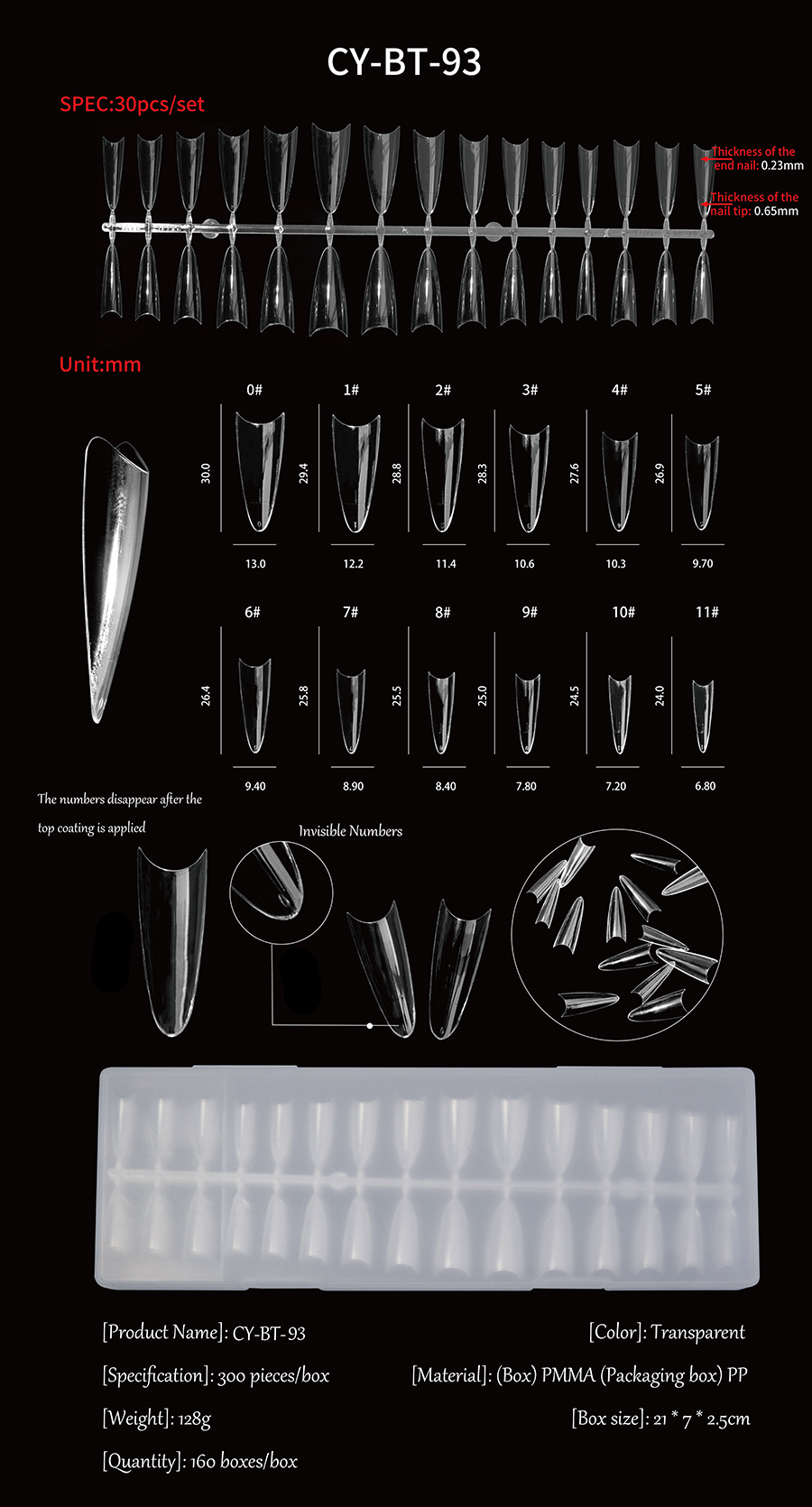 rntip-156 invisible number nail tips