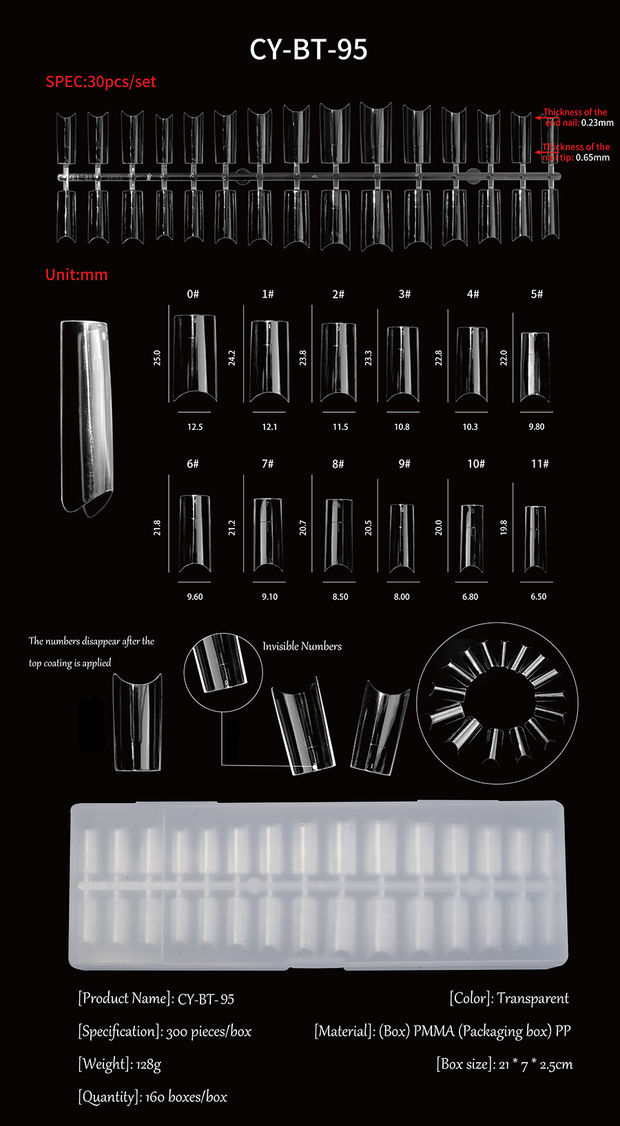 rntip-156 invisible number nail tips