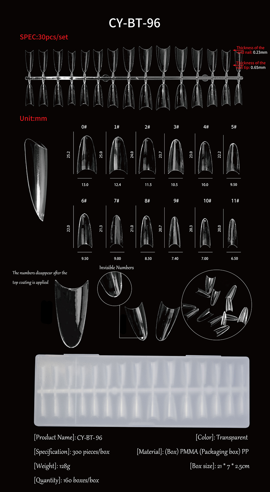 rntip-156 invisible number nail tips