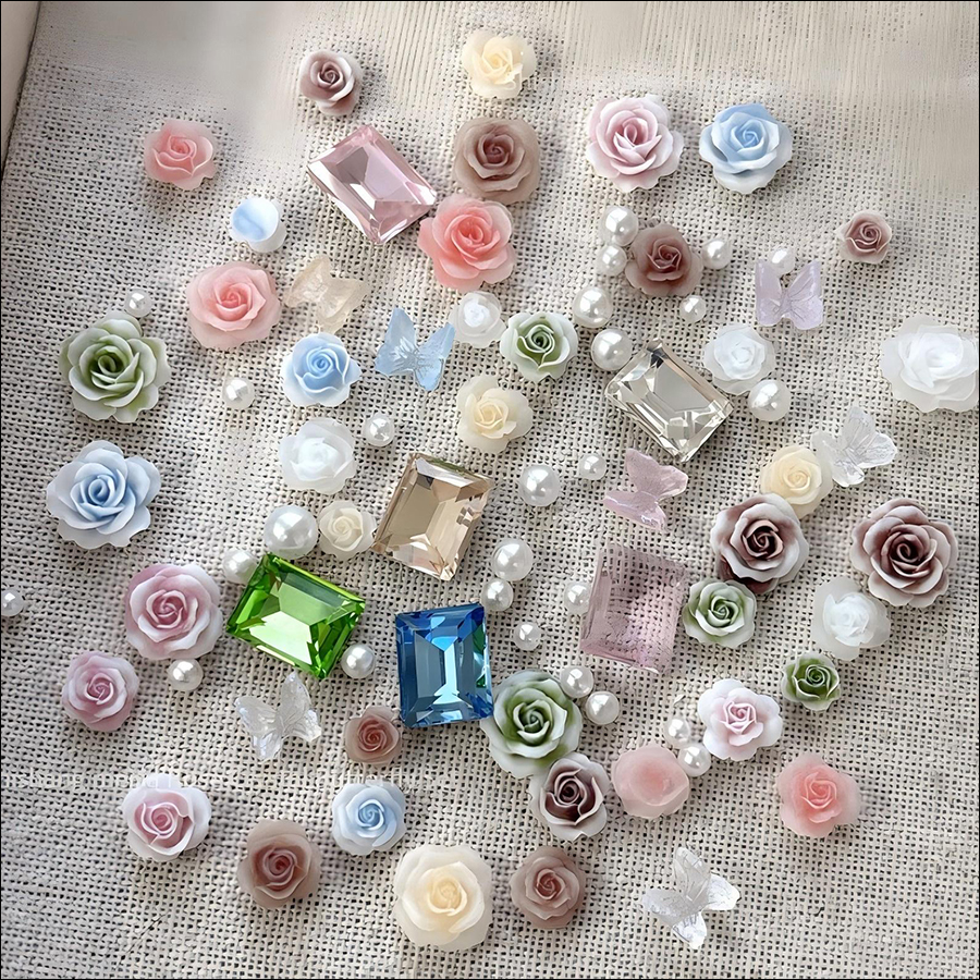 d283 top selling rose camellia nail accessories