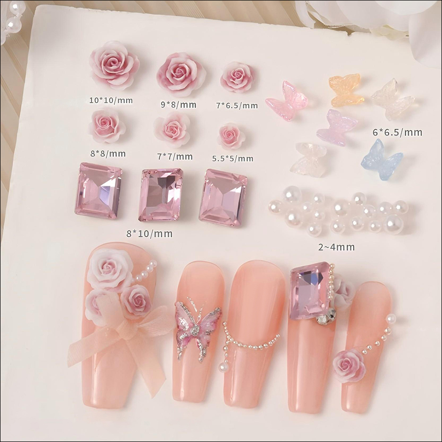 d283 top selling rose camellia nail accessories